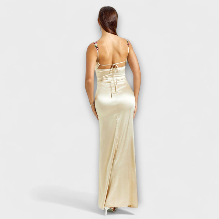 Eira - Vestido de satén decorativo con lazo en la espalda