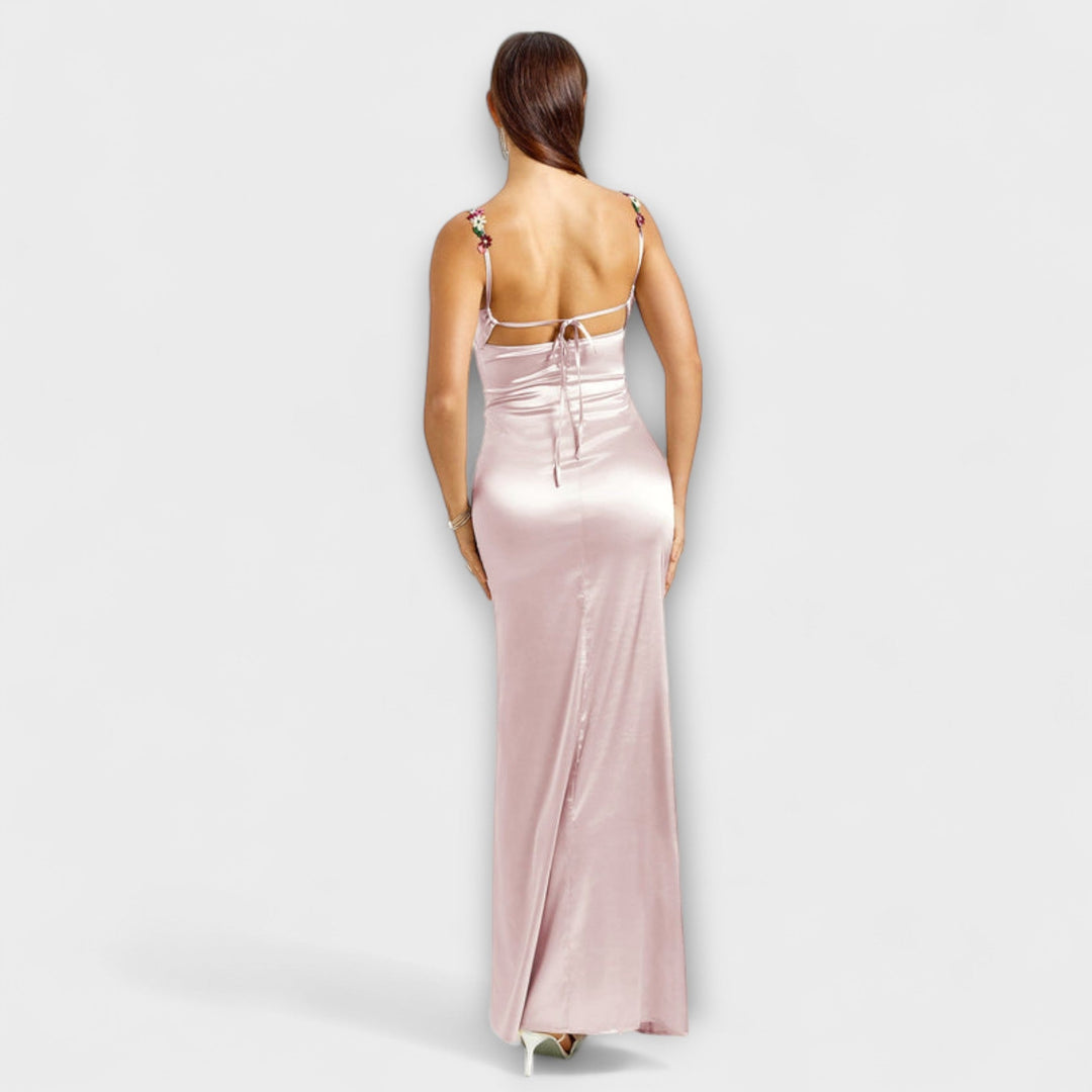 Eira - Vestido de satén decorativo con lazo en la espalda