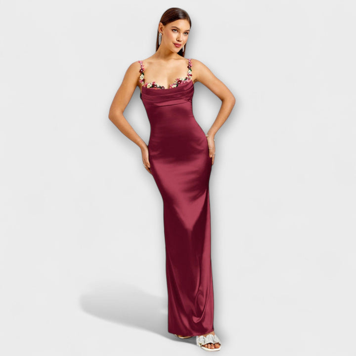 Eira - Vestido de satén decorativo con lazo en la espalda