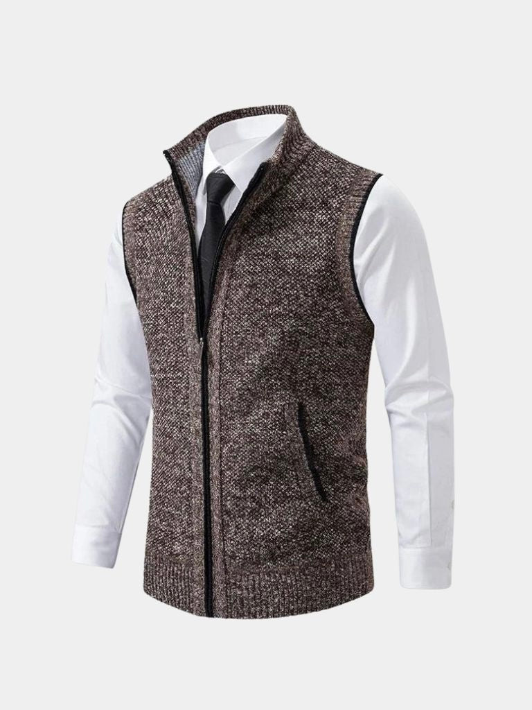 Chaleco Elegante de Punto con Cierre Completo