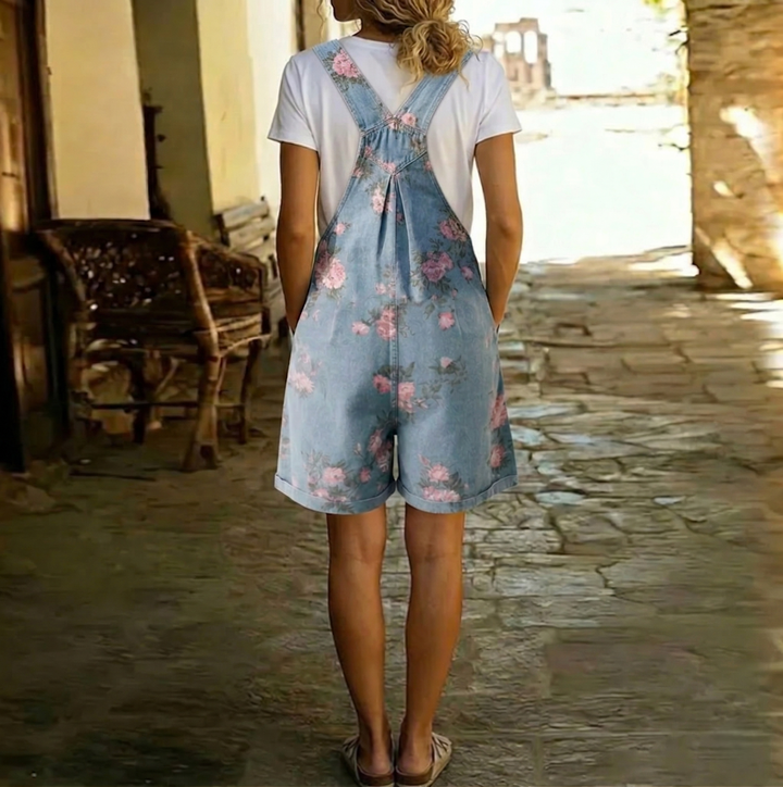 Judy™ | Mono de denim floral lavado vintage