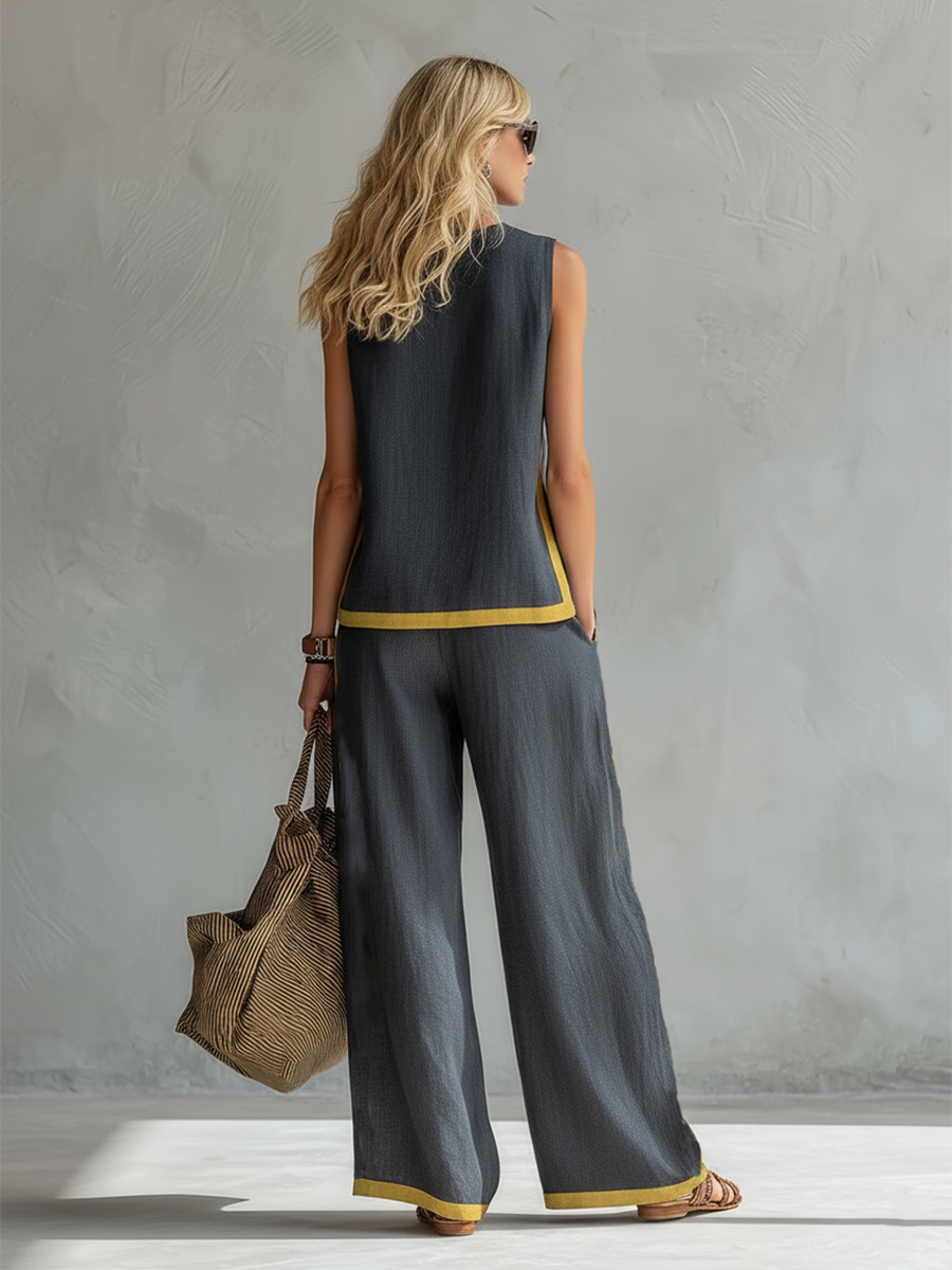 Marlene | Conjunto de Verano Elegante de Dos Piezas con Pierna Ancha