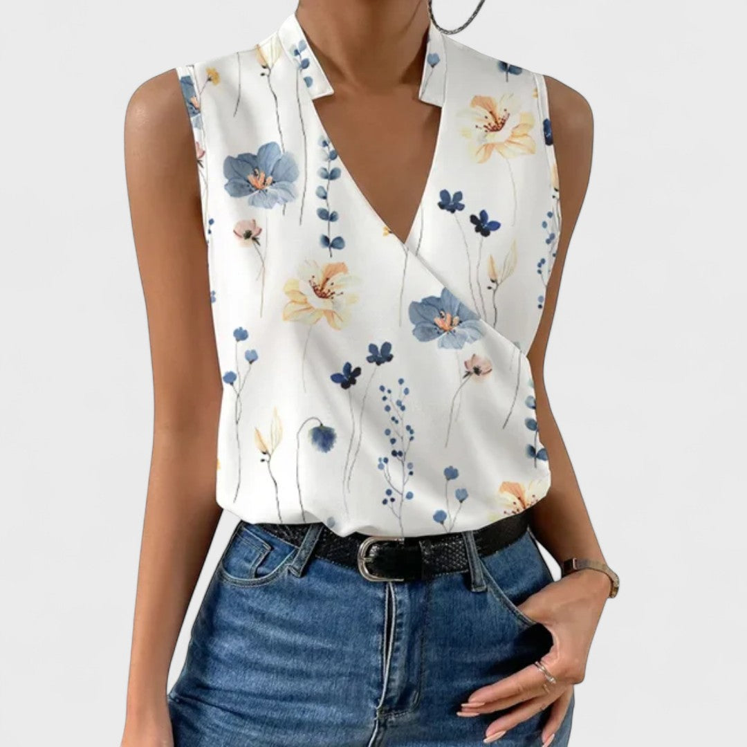 Simona - Camiseta Suave de Verano con Escote en V
