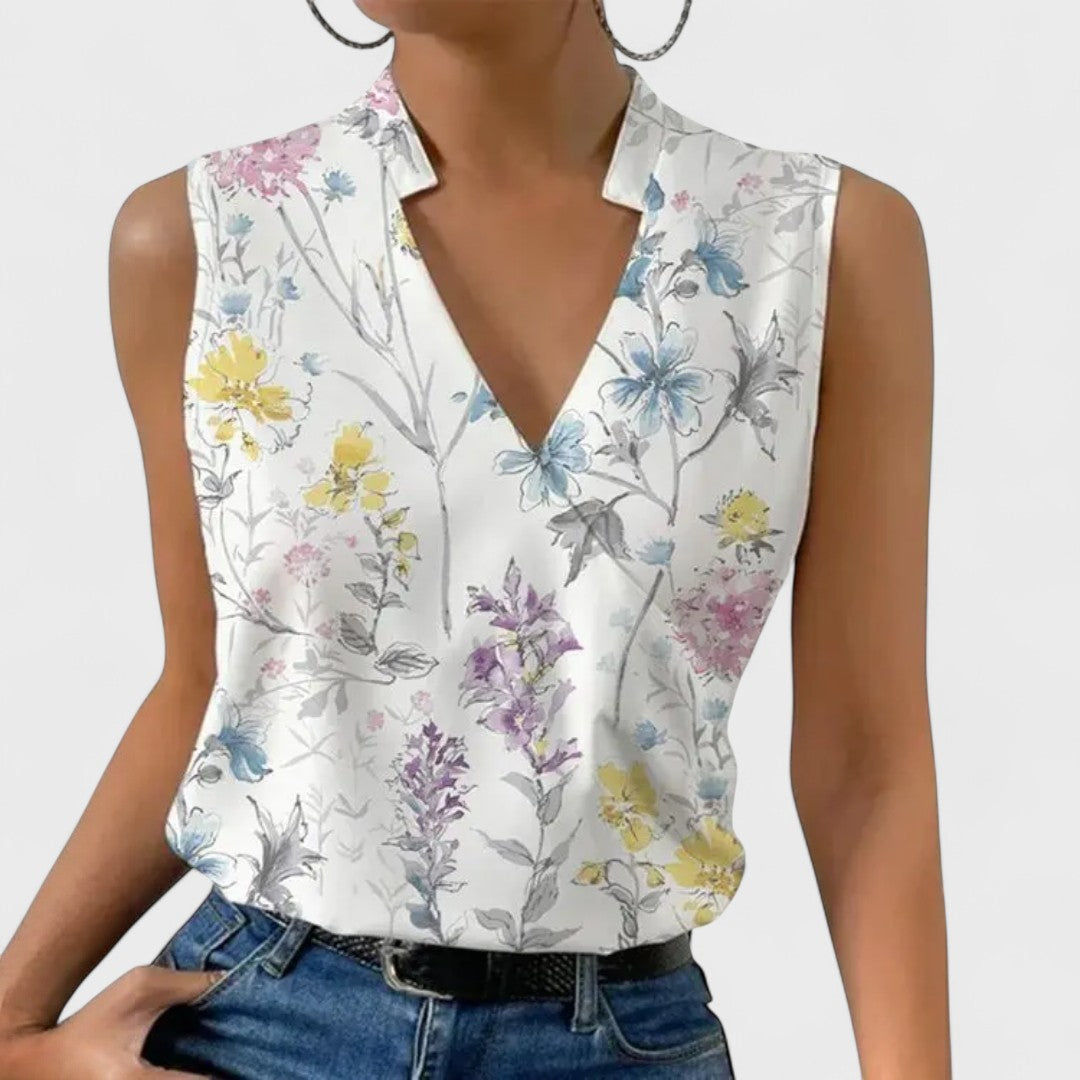 Simona - Camiseta Suave de Verano con Escote en V
