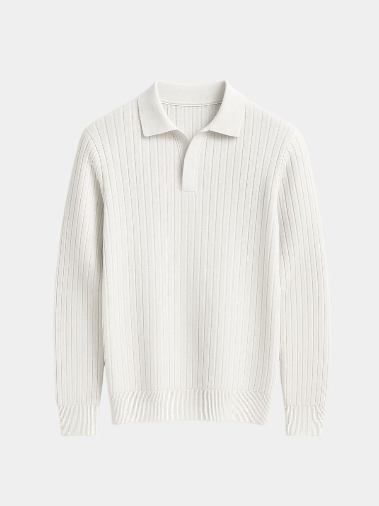 Camisa Polo de Manga Larga y Cuello Abierto
