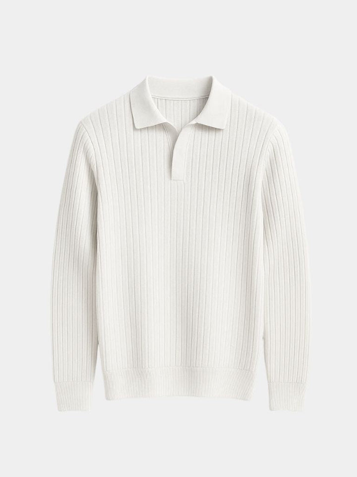 Camisa Polo de Manga Larga y Cuello Abierto