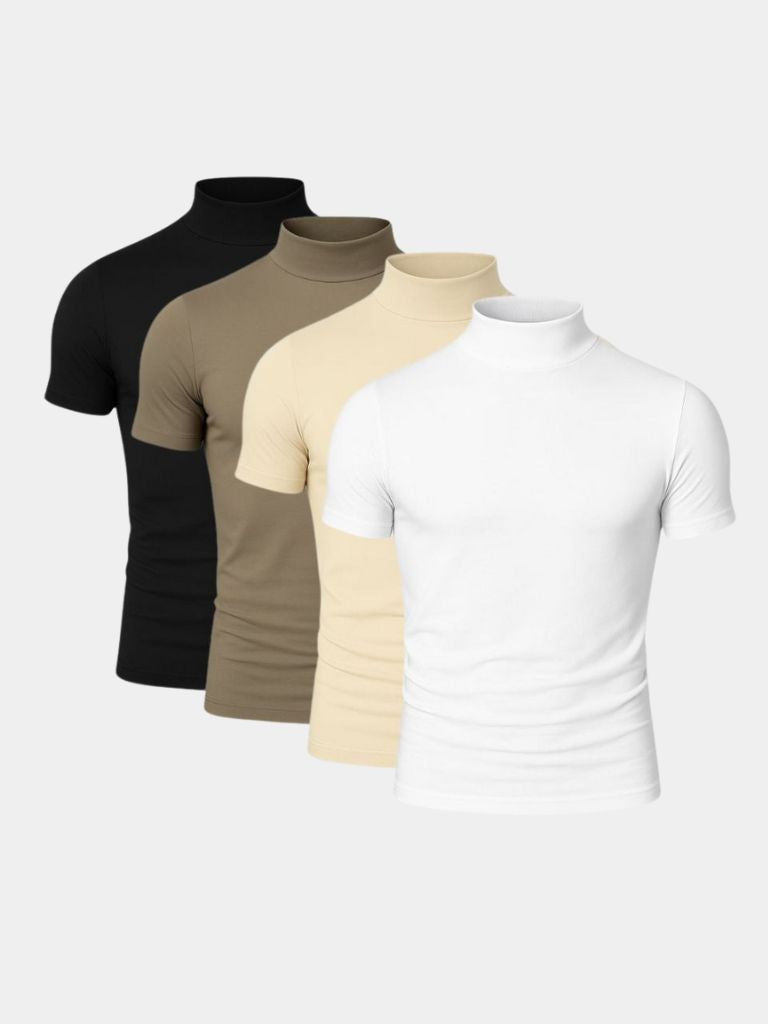 Camiseta Casual de Cuello Alto Sólido