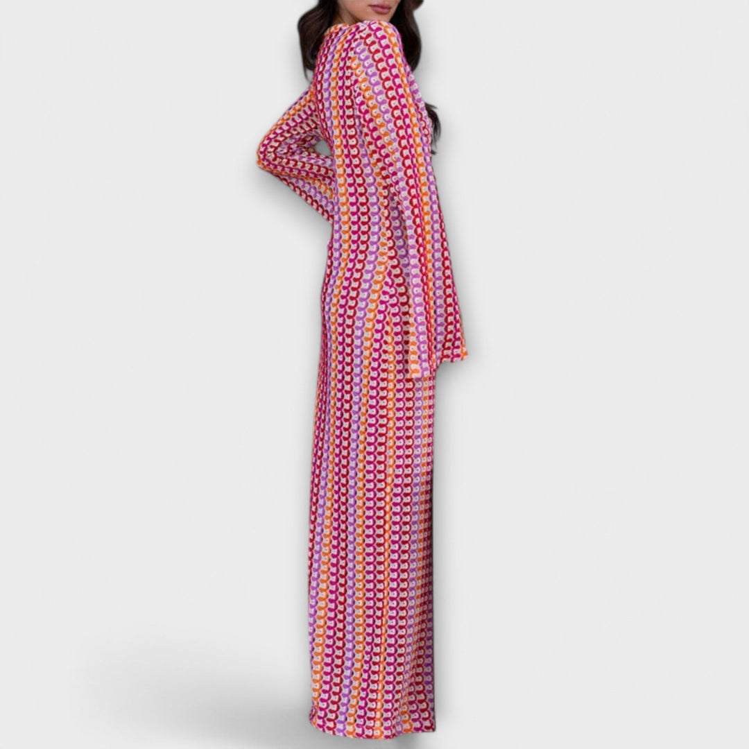 Elina – Vestido maxi con escote en V y un toque vacacional