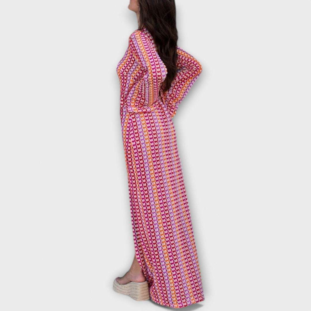 Elina – Vestido maxi con escote en V y un toque vacacional