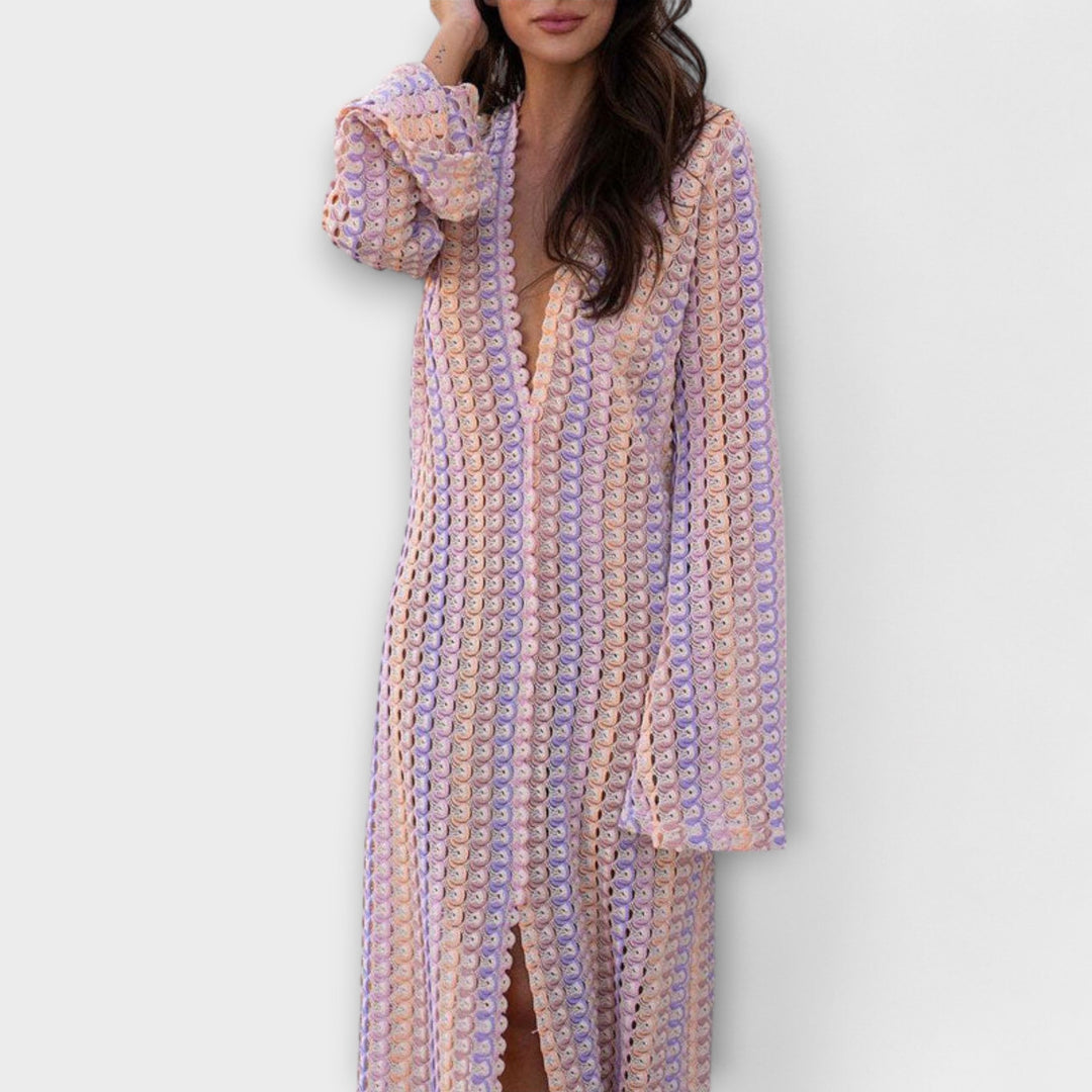 Elina – Vestido maxi con escote en V y un toque vacacional