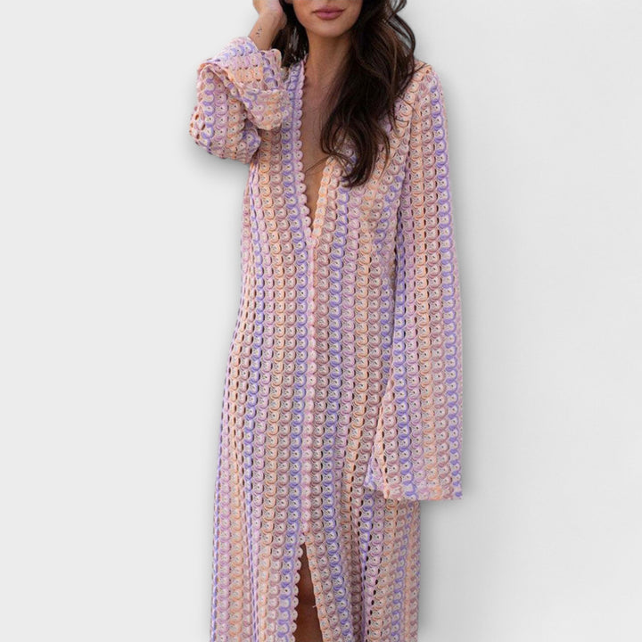 Elina – Vestido maxi con escote en V y un toque vacacional