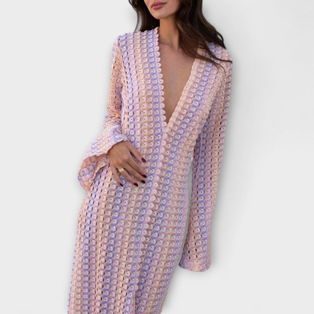 Elina – Vestido maxi con escote en V y un toque vacacional