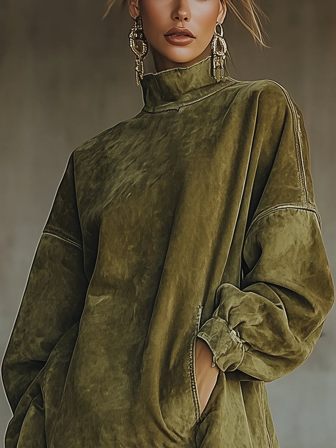 Amalia · Vestido con cuello alto y flecos