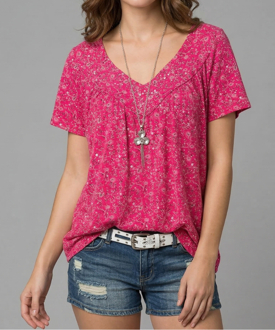 Trisha™ | Camiseta floral con escote en V