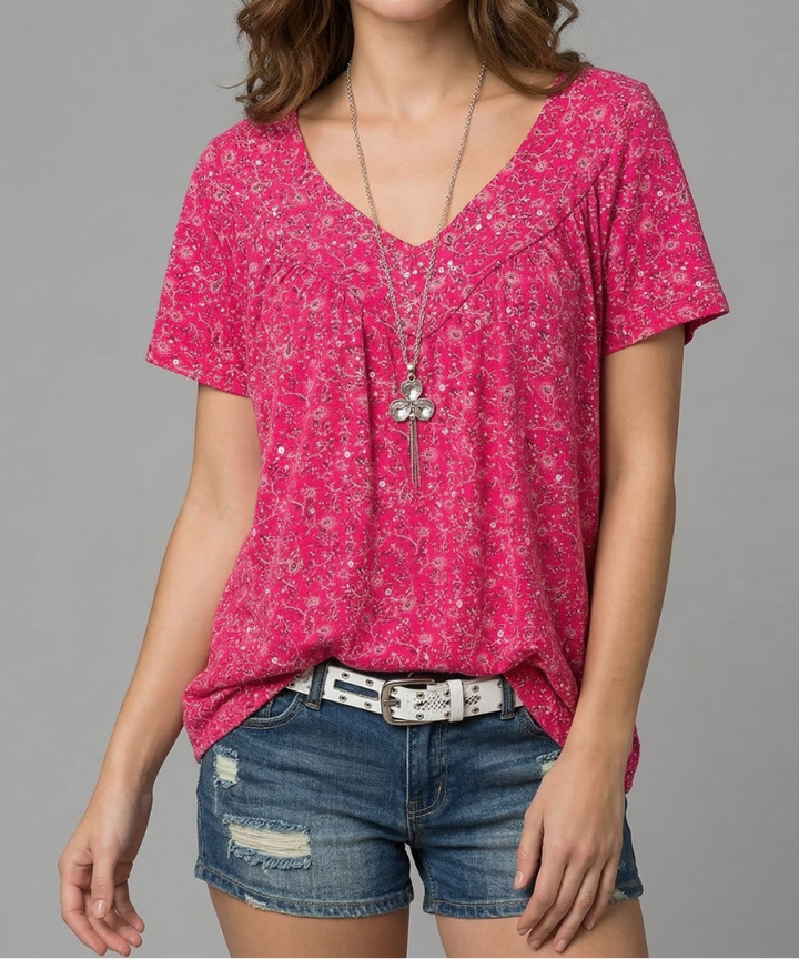 Trisha™ | Camiseta floral con escote en V