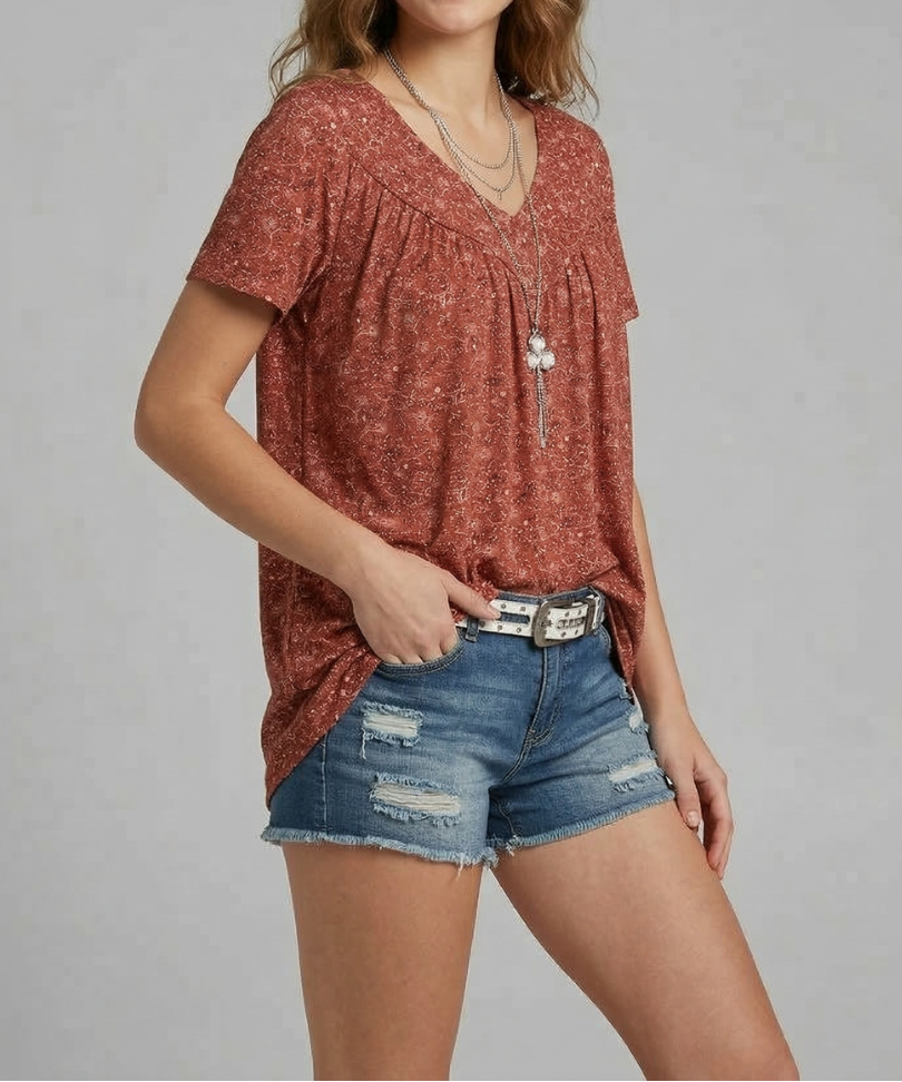 Trisha™ | Camiseta floral con escote en V