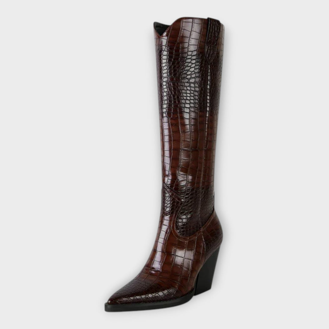 Zapatos con patrón de cocodrilo y elegante tacón