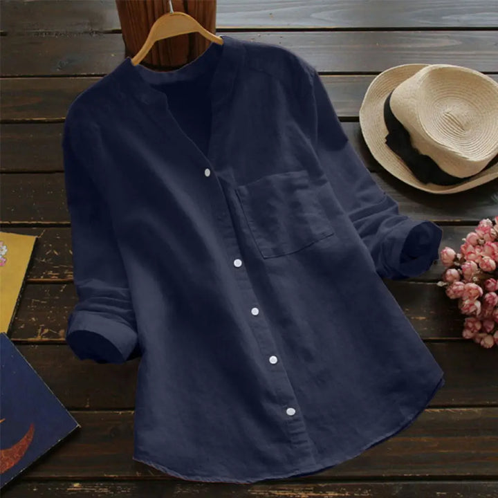 Otoño™ | Blusa unicolor con cuello en V