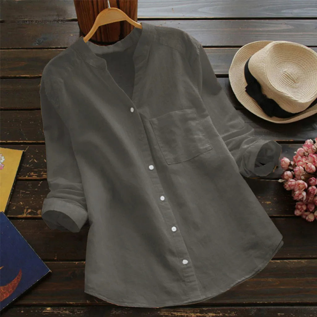 Otoño™ | Blusa unicolor con cuello en V