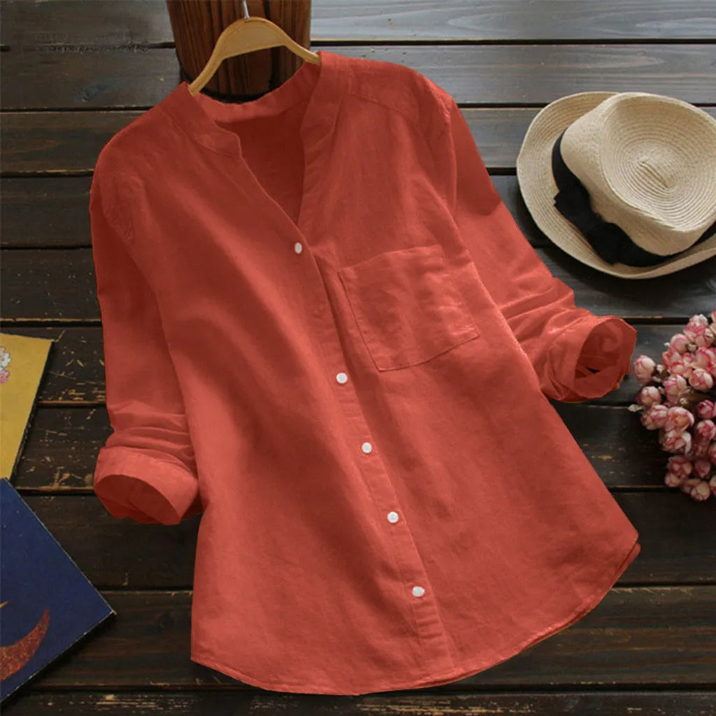 Otoño™ | Blusa unicolor con cuello en V