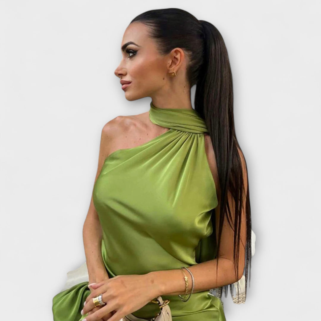 Vestido Maxi Šik con hombros al aire y atado al cuello
