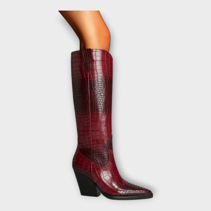 Zapatos con patrón de cocodrilo y elegante tacón