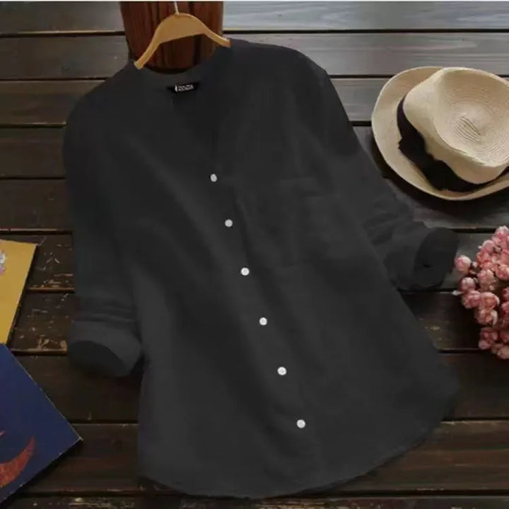 Otoño™ | Blusa unicolor con cuello en V