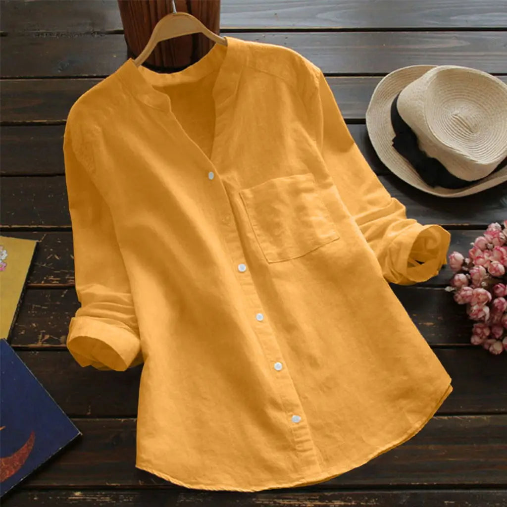 Otoño™ | Blusa unicolor con cuello en V
