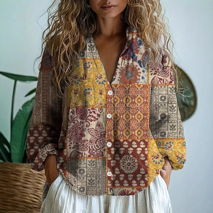 Sofía – Blusa suelta con estampado natural