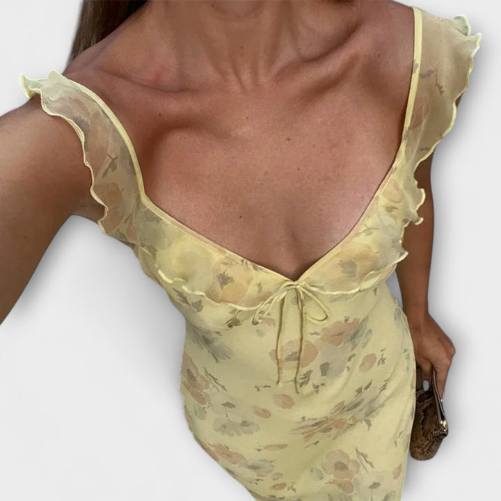 Patrón floral criptográfico Maxi vestido