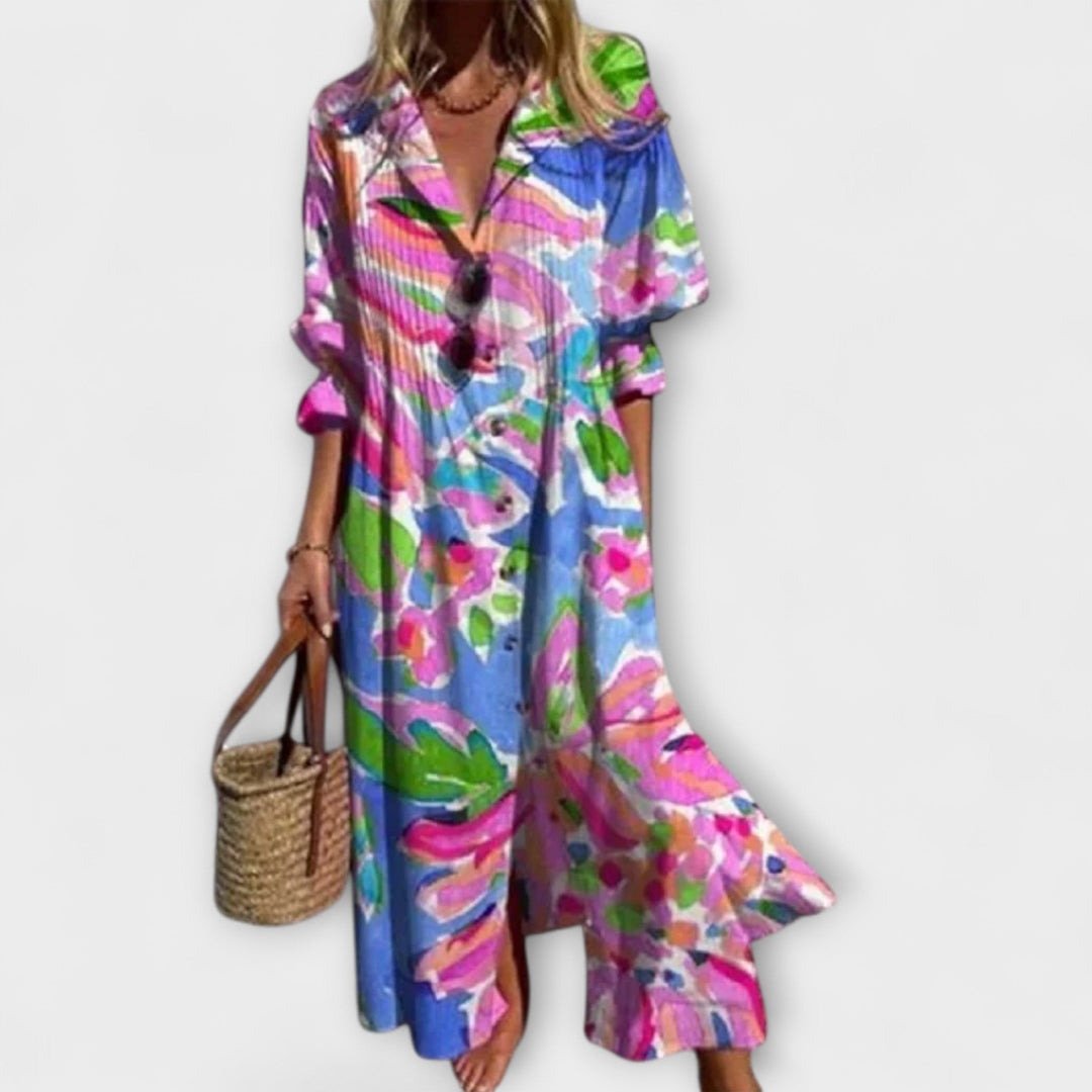 Lila - Vestido Maxi Halagador con Cubierta de Barriga