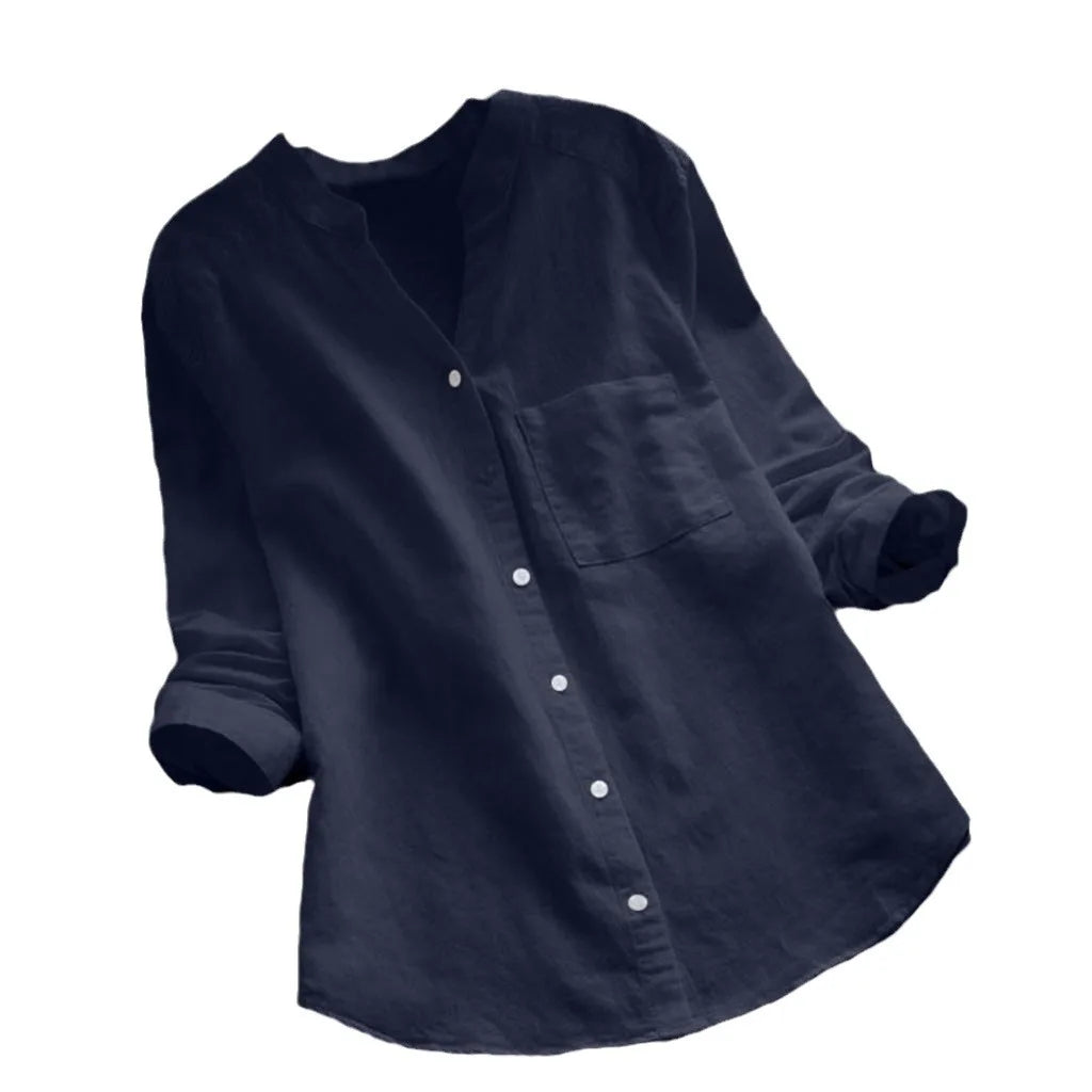 Otoño™ | Blusa unicolor con cuello en V