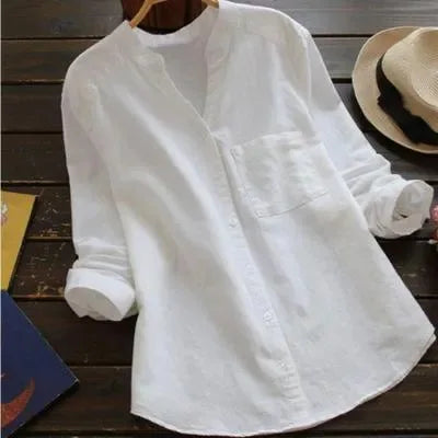 Otoño™ | Blusa unicolor con cuello en V