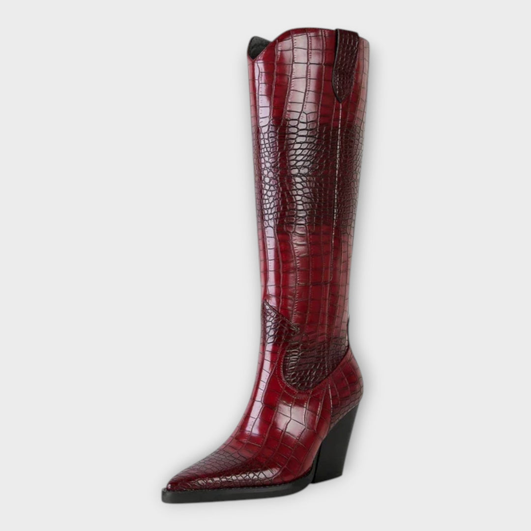 Zapatos con patrón de cocodrilo y elegante tacón