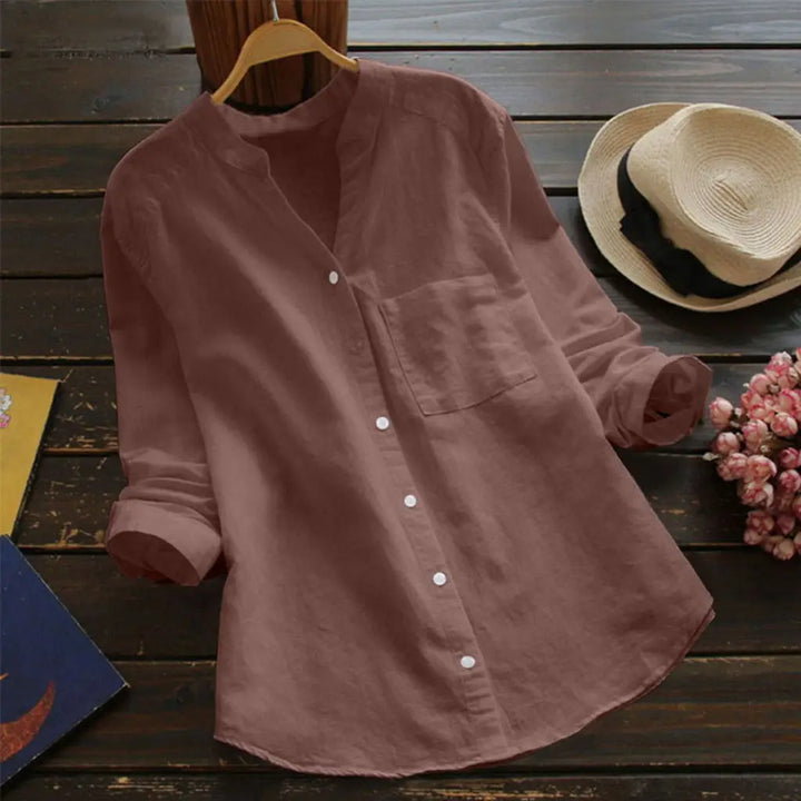 Otoño™ | Blusa unicolor con cuello en V