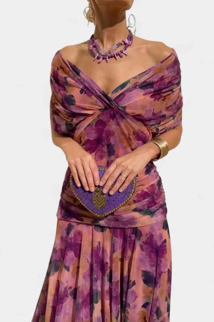 Florendra™ | Vestido Largo Floral Cuello V