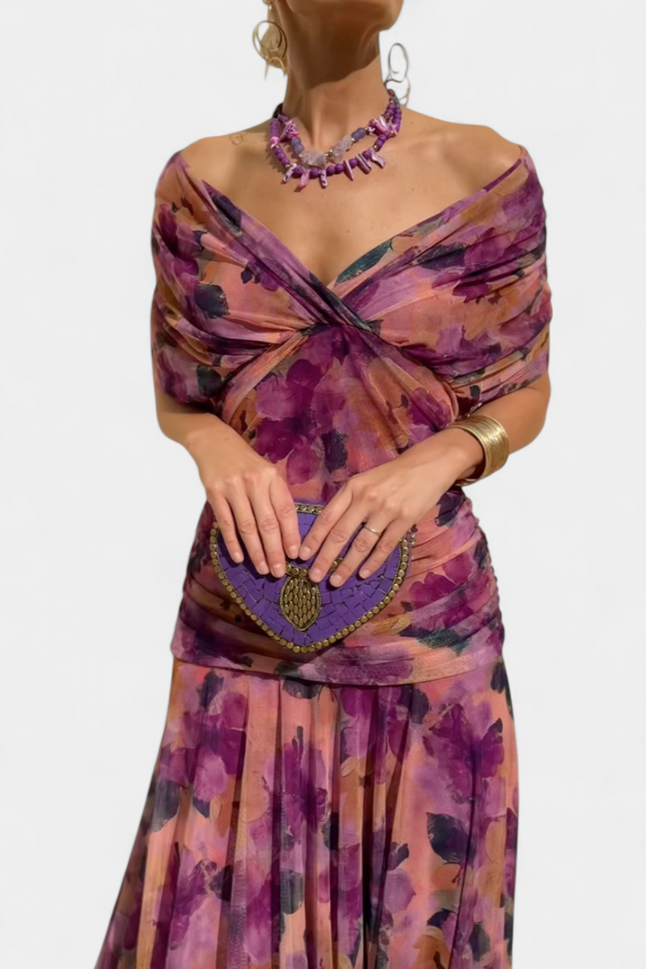 Florendra™ | Vestido Largo Floral Cuello V