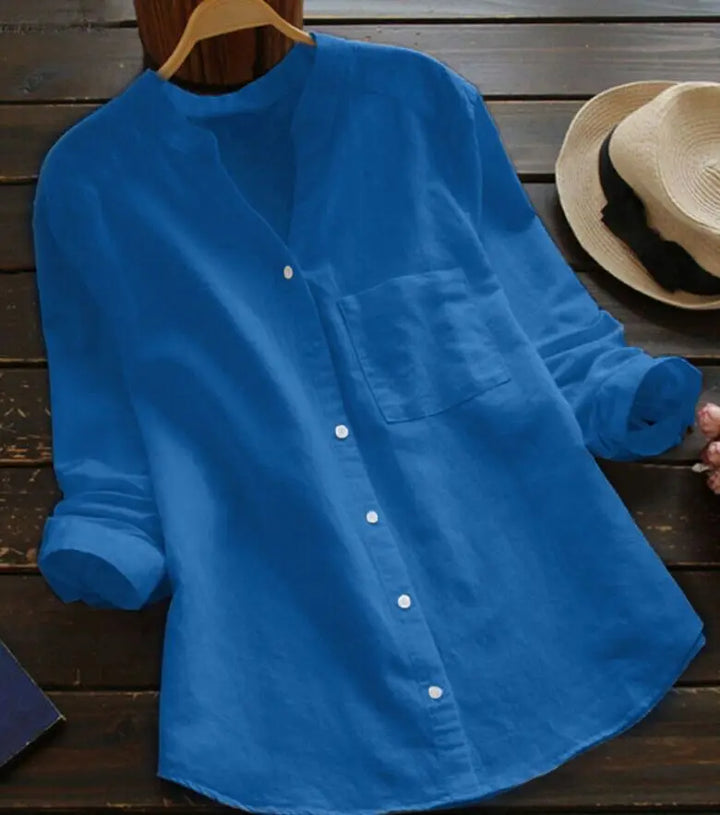 Otoño™ | Blusa unicolor con cuello en V