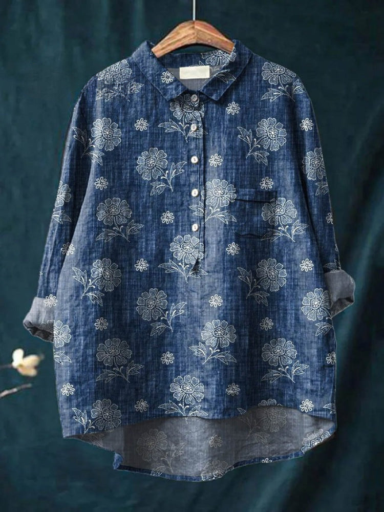 Lina | Camisa Bordada Floral Vibrante