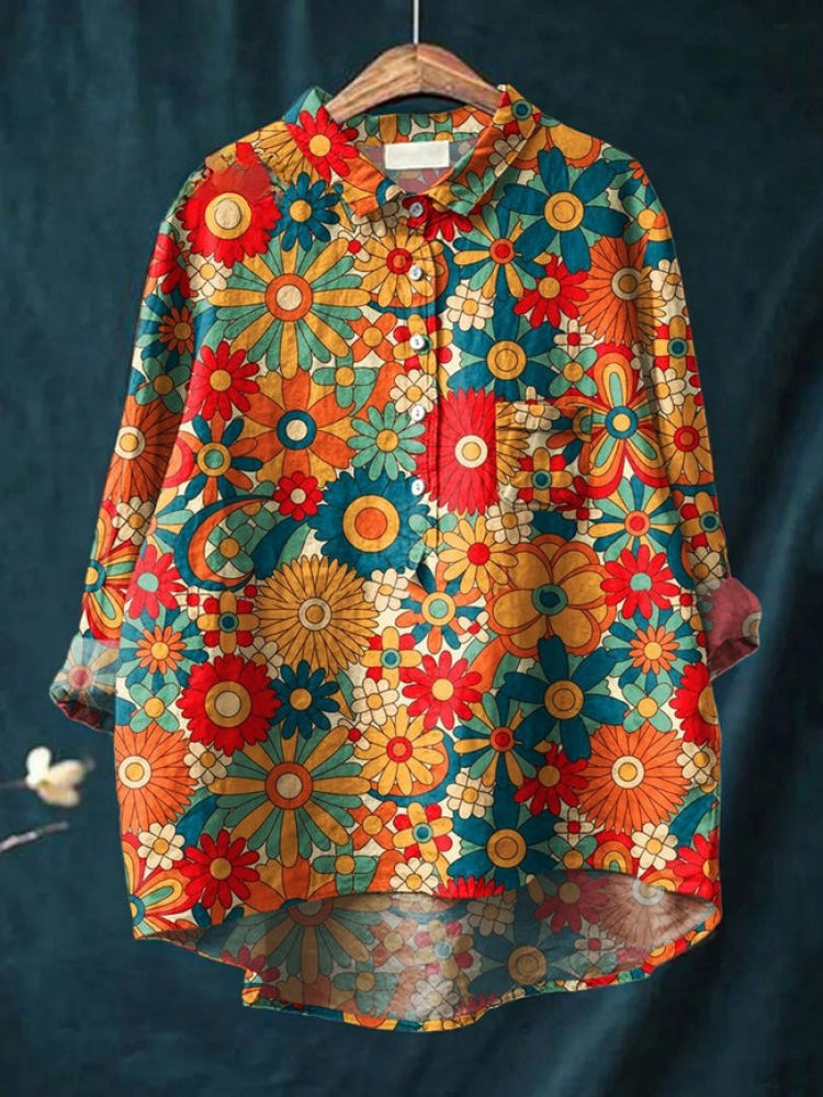 Lina | Camisa Bordada Floral Vibrante