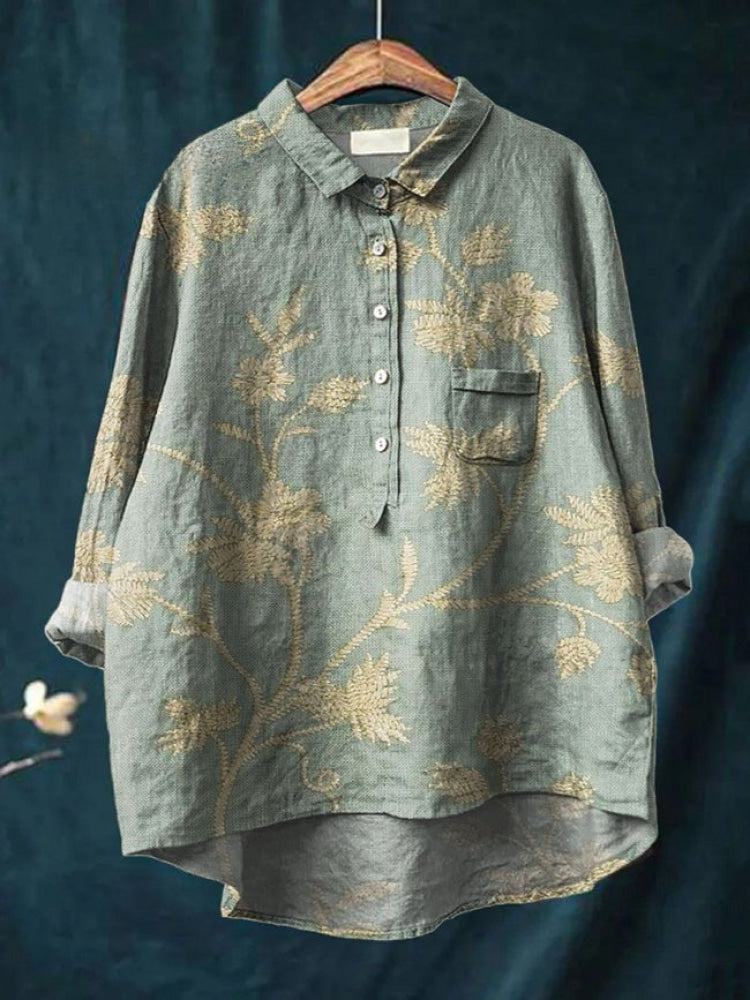Seraphina™ | Blusa de Lino Atemporal con Estampado