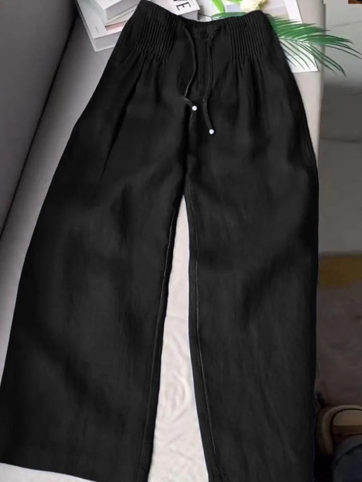 AMELINA – PANTALONES DE LINO PLISADOS CON AJUSTE CÓMODO