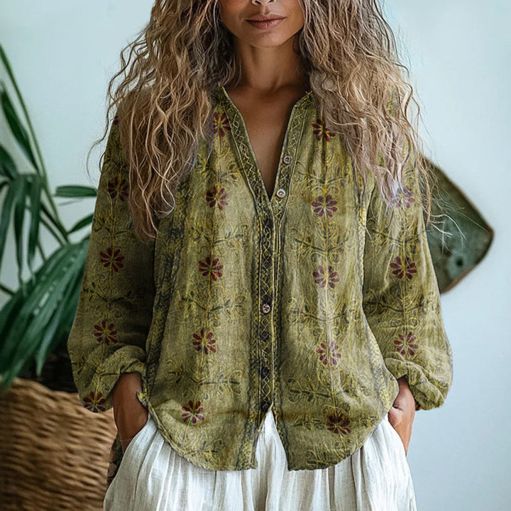 Sofía – Blusa suelta con estampado natural