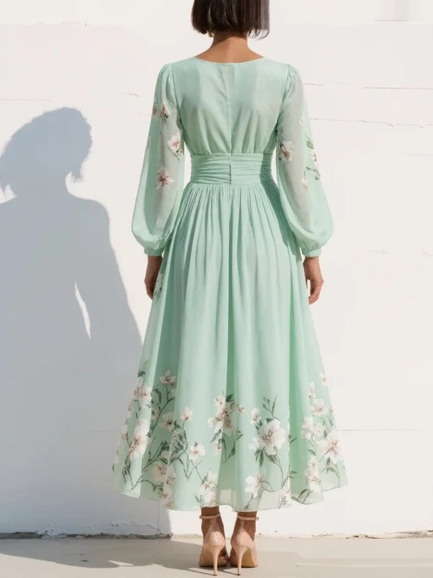 Suzanne | Elegante Vestido Maxi Floral Plisado