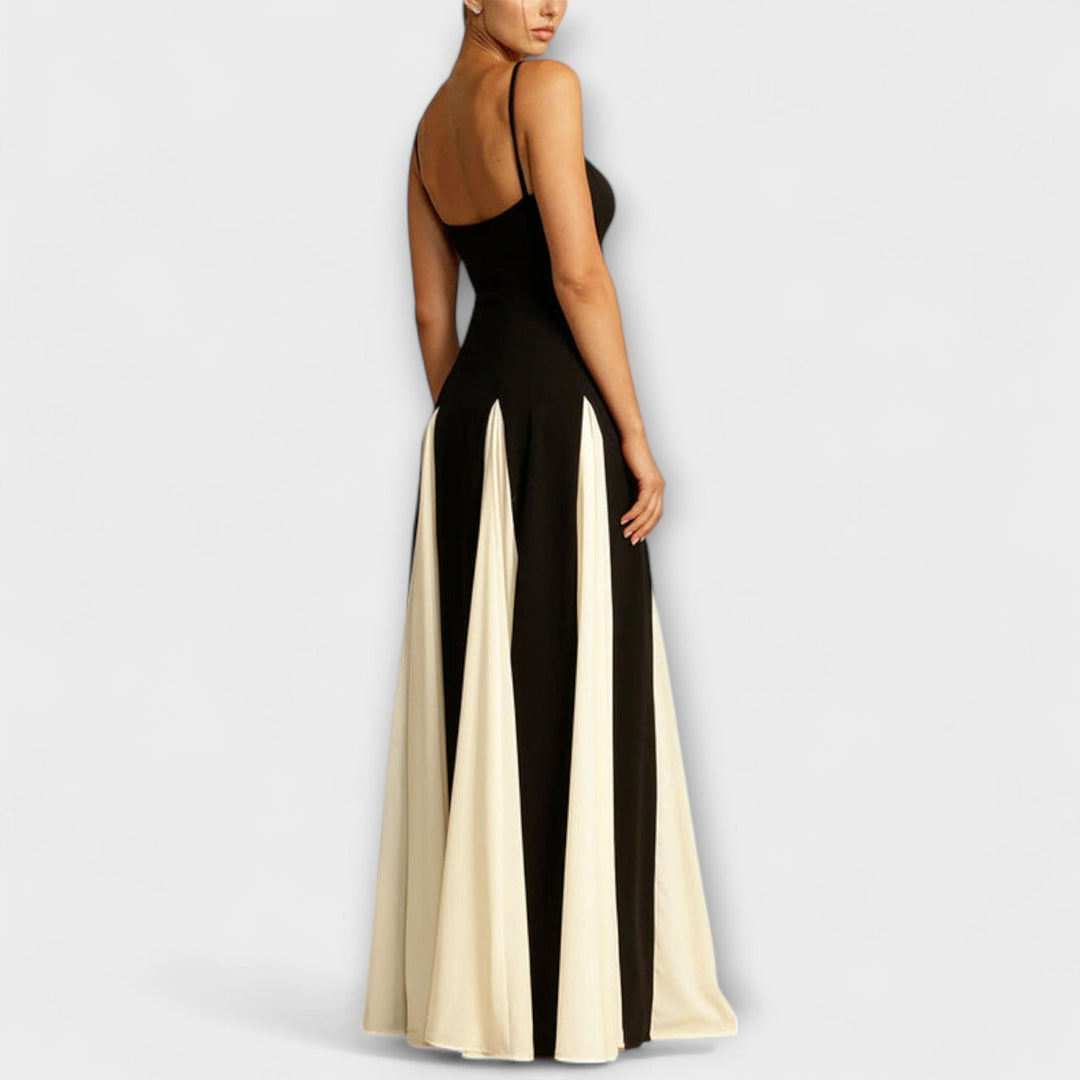 Ember - Elegancia clásica de vestido maxi A-line con paneles de tul