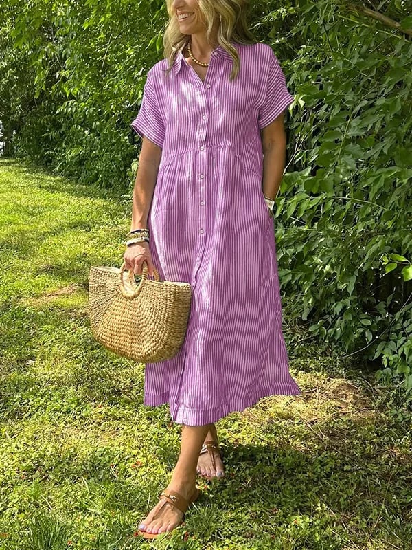Ishka™ | Vestido Camisero Rayado