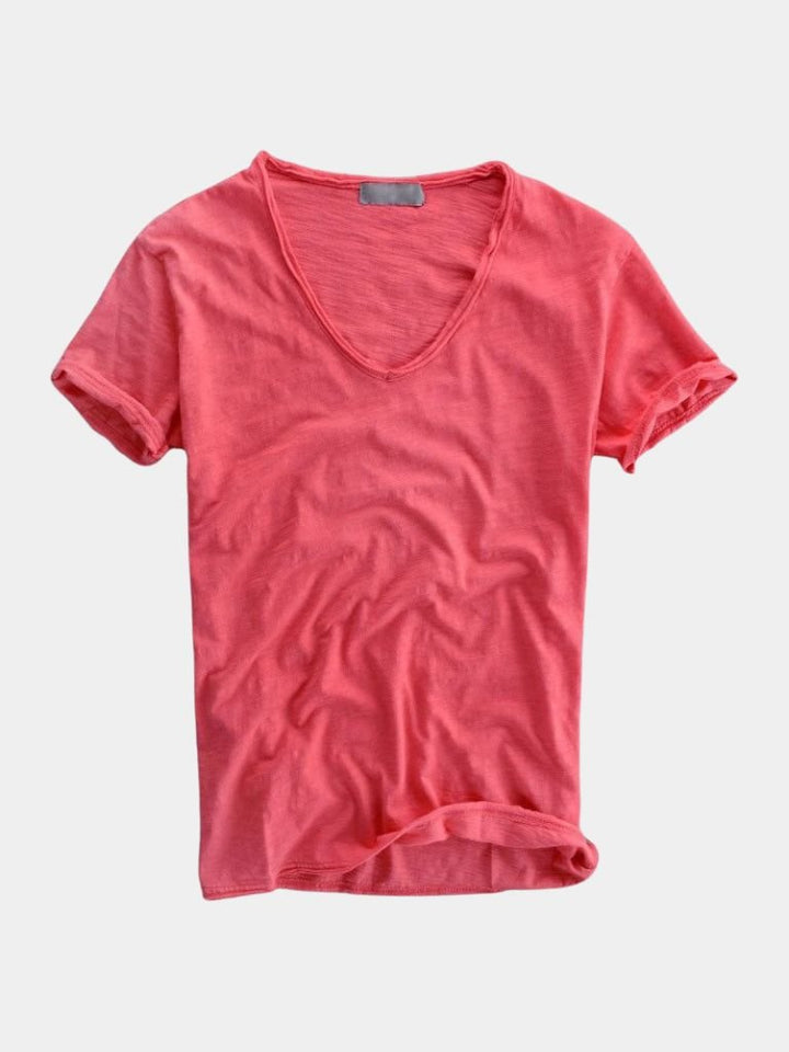 Camiseta Clásica de Lino Blanca con Cuello en V