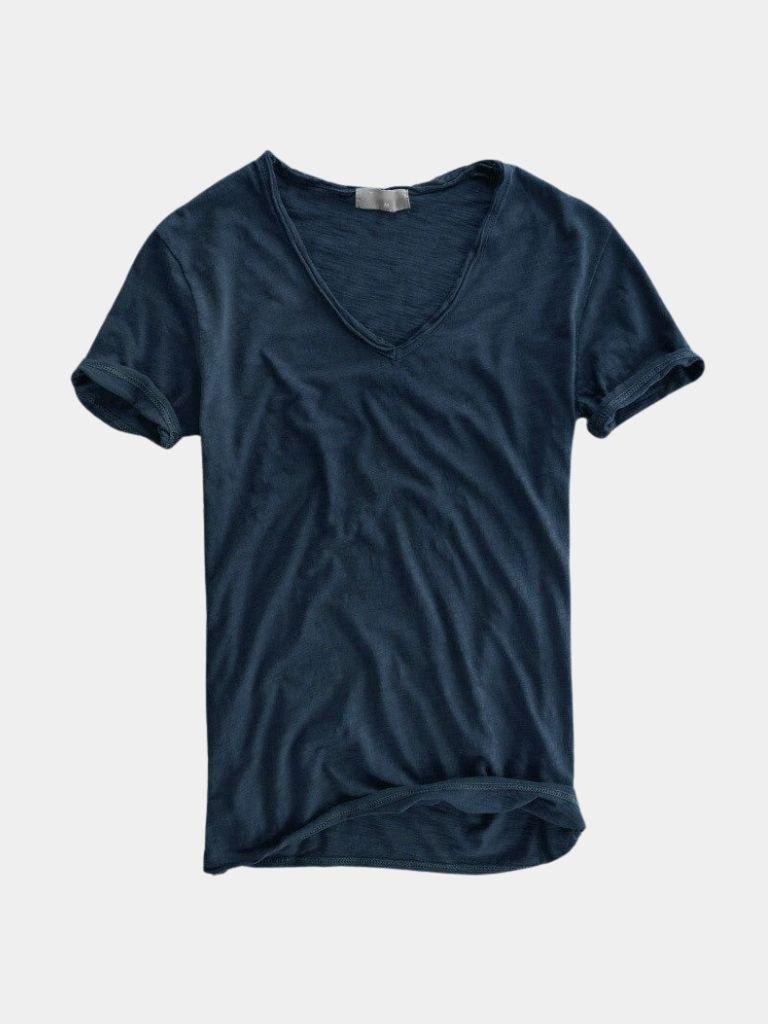Camiseta Clásica de Lino Blanca con Cuello en V