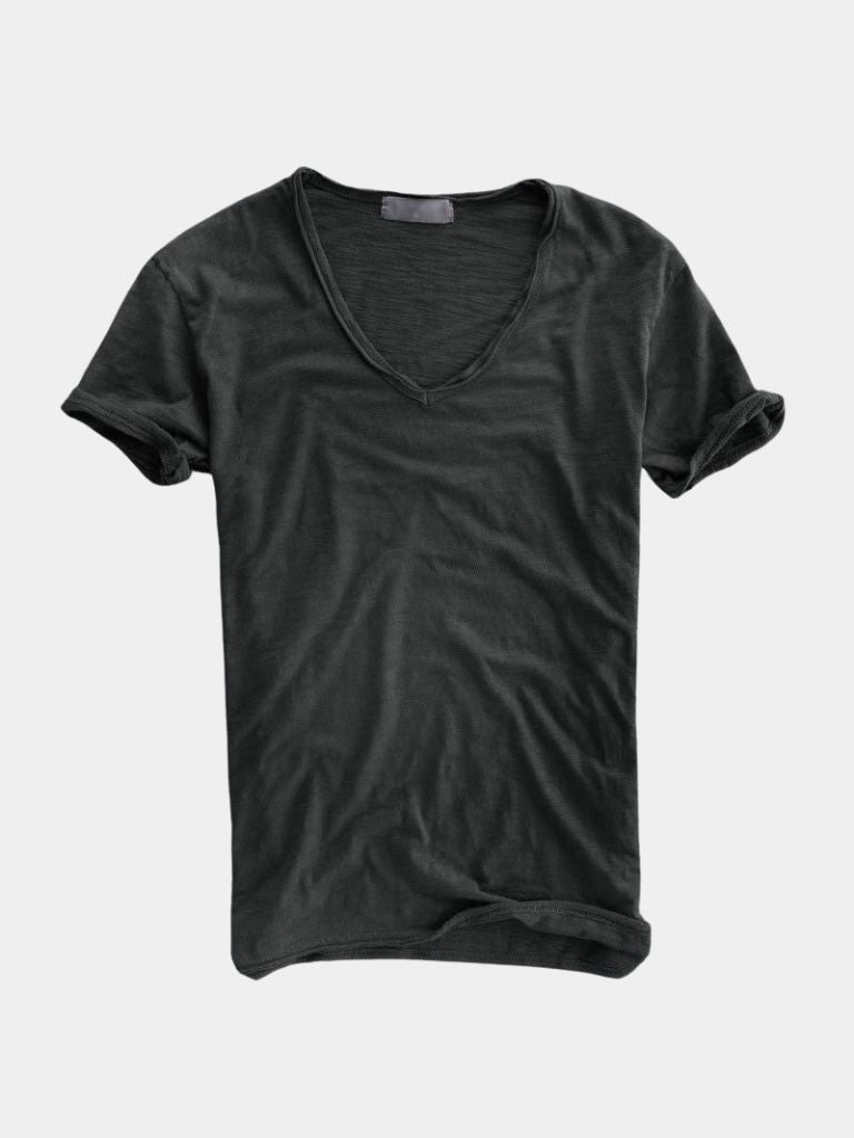 Camiseta Clásica de Lino Blanca con Cuello en V