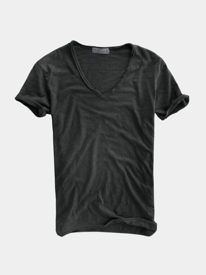 Camiseta Clásica de Lino Blanca con Cuello en V